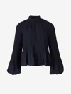 Veronica Beard Walker Blouse In V-neckline With Ruffles