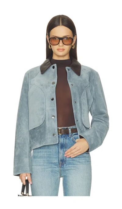 Veronica Beard Walters Cropped Barn Jacket In Blue