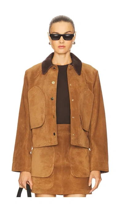 Veronica Beard Walters Cropped Barn Jacket In Brown