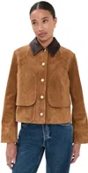 Veronica Beard Walters Leather Cropped Barn Jacket Whisky In Brown