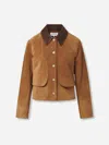 Veronica Beard Walters Leather Cropped Barn Jacket Whisky In Brown