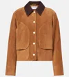 Veronica Beard Walters Leather Cropped Barn Jacket Whisky In Brown