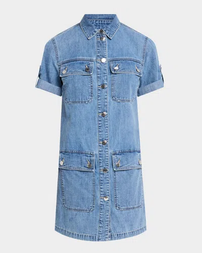 Veronica Beard Warren Denim Shirtdress In Starlight