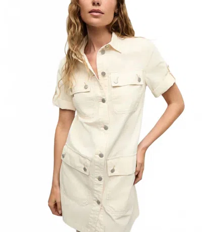 Veronica Beard Warren Mini Shirtdress In Ecru In White