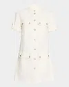 Veronica Beard Warren Short-sleeve Denim Mini Dress In Ecru