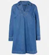 Veronica Beard Wasta Long Sleeve Denim Minidress In Blue
