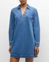 Veronica Beard Wasta Long Sleeve Denim Minidress In Cornflower