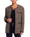 Veronica Beard Watkins Dickey Tweed Collarless Jacket In Grey Multi