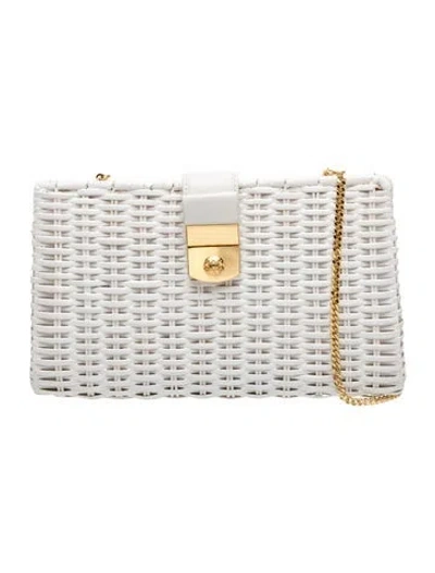 Pre-owned Veronica Beard Wicker Crossbody Bag In White