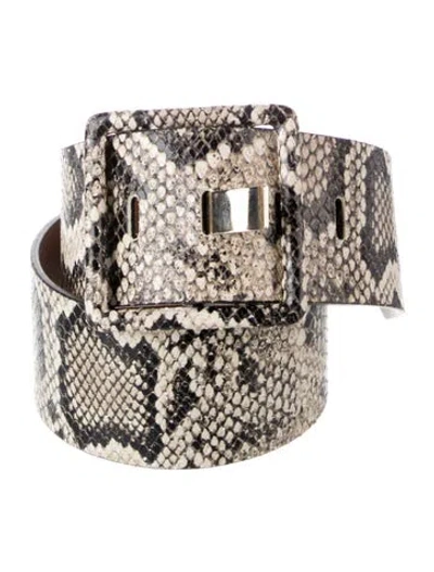 Pre-owned Veronica Beard Wide Embossed Leather Belt In Neutral
