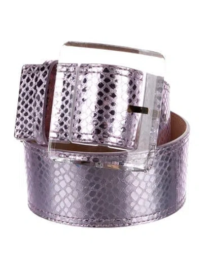 Pre-owned Veronica Beard Wide Embossed Leather Waist Belt In Purple