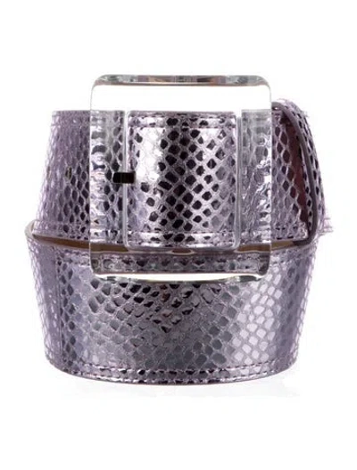 Pre-owned Veronica Beard Wide Embossed Leather Waist Belt In Purple