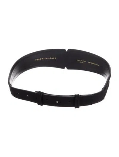 Pre-owned Veronica Beard Wide Leather Belt In Black