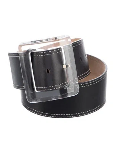 Pre-owned Veronica Beard Wide Leather Belt In Black