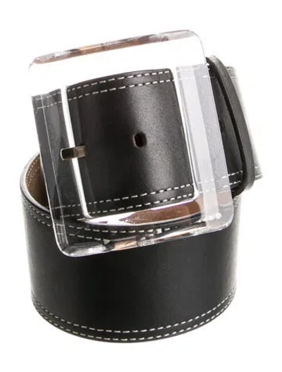 Pre-owned Veronica Beard Wide Leather Waist Belt In Black