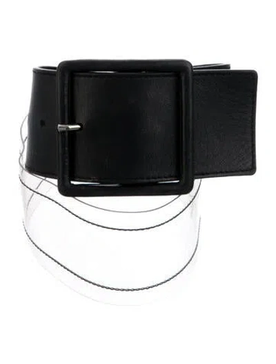 Pre-owned Veronica Beard Wide Leather Waist Belt In Black