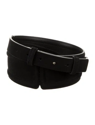 Pre-owned Veronica Beard Wide Suede Belt Kit In Black