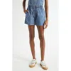 Veronica Beard Wilder Drawstring Denim Shorts In Starlight