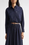 Veronica Beard Drawstring Collection Shirt In Blue