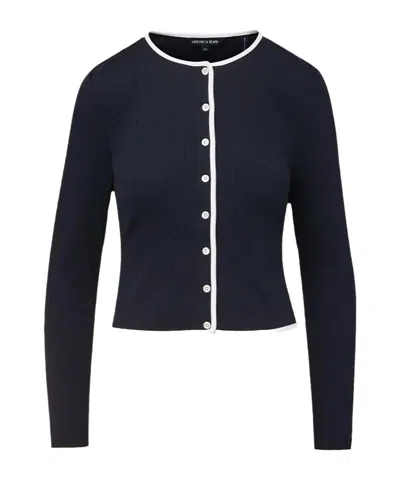 Veronica Beard Wilmer Ribbed Pima Cotton-blend Cardigan In Blue