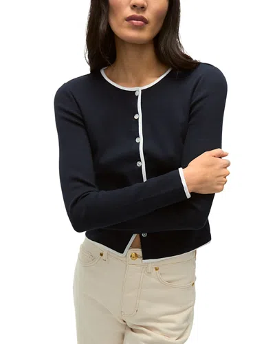 Veronica Beard Wilmer Ribbed Pima Cotton-blend Cardigan In Blue