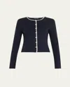Veronica Beard Wilmer Contrast Trim Cardigan In Navy