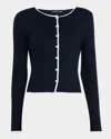 Veronica Beard Wilmer Contrast Trim Cardigan In Navy