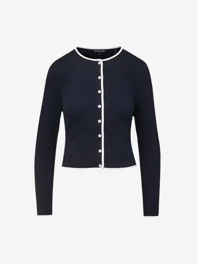 Veronica Beard Wilmer Cotton Cardigan In Midnight Blue
