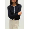 Veronica Beard Wilmer Contrast Trim Cardigan In Navy