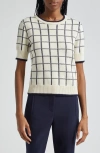 Veronica Beard Krissa Short-sleeve Pullover In Ivory/navy