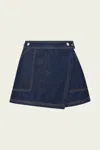 Veronica Beard Winslet Denim Skort In Indigo Rinse In Blue
