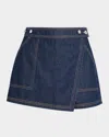 Veronica Beard Winslet Denim Skort In Indigo Rinse In Blue