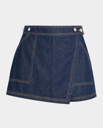 Veronica Beard Winslet Denim Skort In Blue