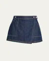 Veronica Beard Winslet Denim Skort In Indigo Rinse In Blue