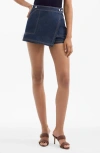 Veronica Beard Winslet Wrap Denim Miniskort In Blue