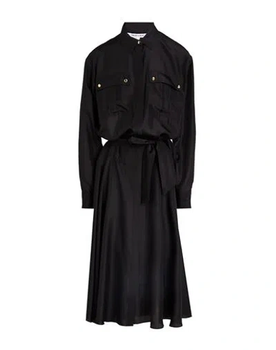 Veronica Beard Camille Silk Midi Shirt Dress In Schwarz