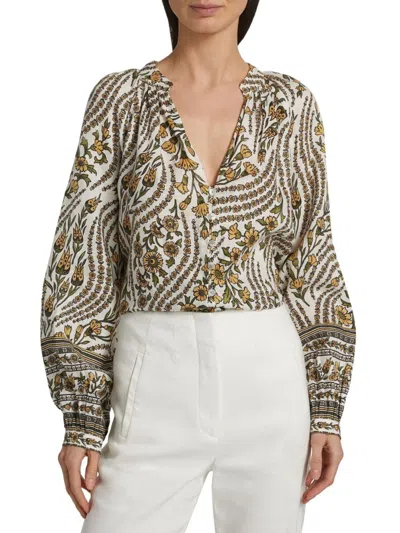 Veronica Beard Women's Ailani Linen Button-up Top In Multi