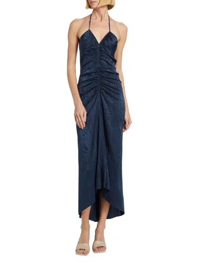 Veronica Beard Women's Aldana Embossed Halter Midi-dress In Marine