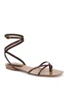 Veronica Beard Allegra Leather Flat Ankle-strap Sandals In Cedar
