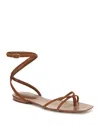 Veronica Beard Allegra Suede Flat Ankle-strap Sandals In Hazelwood