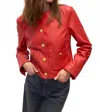 Veronica Beard Andrea Button-down Leather Jacket In Red
