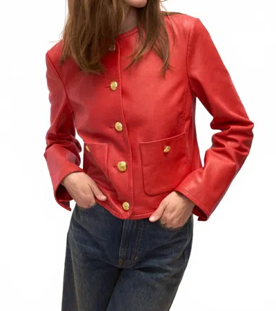 VERONICA BEARD WOMEN'S ANDREA LEATHER JACKET IN RED