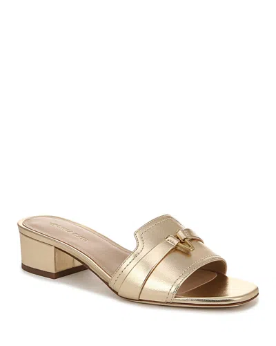 Veronica Beard Annette Metallic Medallion Mule Sandals In Gold