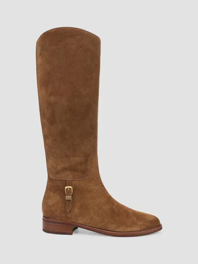 Veronica Beard Women's Arabelle 30mm Suede Riding Boots In Chestnut