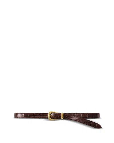 Veronica Beard Women's Arch Croc Embossed Leather Belt In Brown