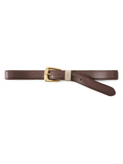 Veronica Beard Women's Arch Mixed-metal Leather Belt In Burgundy