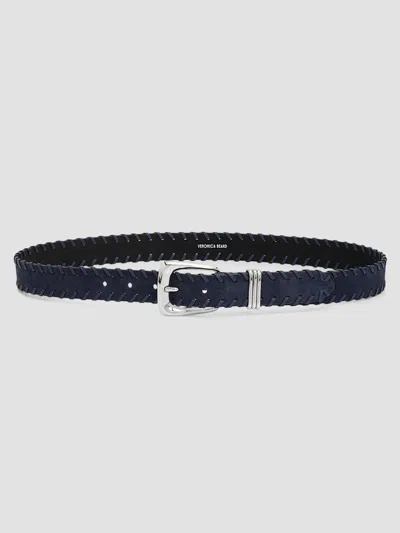 Veronica Beard Women's Arch Suede Whipstitch Belt In Navy