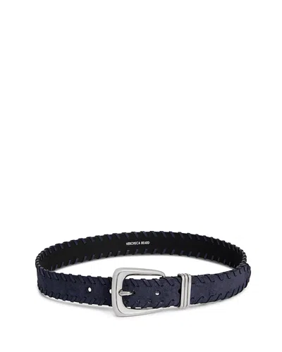 Veronica Beard Women's Arch Whipstitch Suede Belt In Black