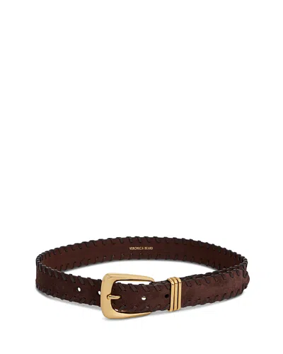 Veronica Beard Women's Arch Whipstitch Suede Belt In Brown
