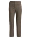 Veronica Beard Arte Checked Slim Pants In Brown